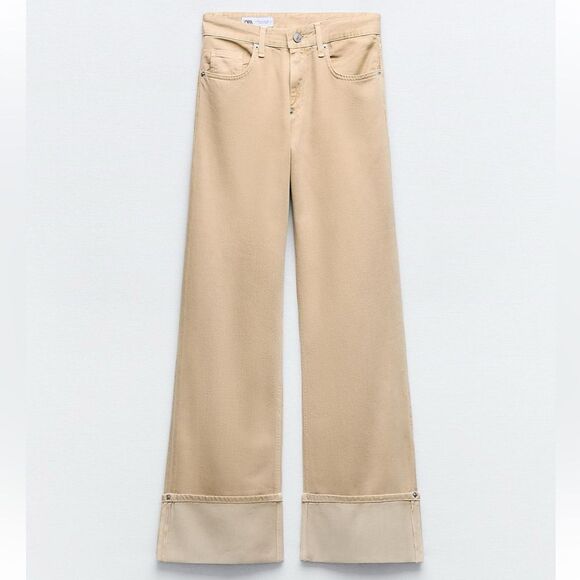 Zara TRF colored high waist cuffed jeans - Picture 1 of 4
